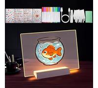 LbsAMP Pizarra de Mensajes LED Recargable con 12 Rotuladores de Colores y Pegatinas Tablero de Escritura y Dibujo Led Borrable para Notas Carteles Publicitarios Pizarras Planificación - 30x20CM