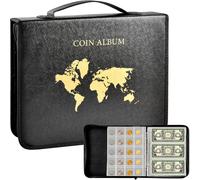 ?lbum de colecci?n de monedas con 200 bolsillos y 30 fundas para exhibir billetes y monedas.