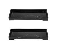 Lbvzxkad 2X Bandeja de Tocador Encimeras de Baño Negro de Almacenamiento Tanque de Inodoro, de Piedra de MáRmol para El Hogar, para Armarios, Tocadores, Reloj,Llaves,Planta, Toalla