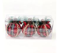 Lbvzxkad 3 Uds, Bolas Pintadas a Cuadros Rojos, Adornos para áRboles de Navidad, Regalo, Bola de PVC, Colgante, DecoracióN para Fiestas NavideñAs, Colgante de Navidad para el Hogar-B
