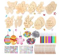 Lbvzxkad 60 Piezas de Manualidades de Pascua para NiñOs, Adornos de Madera, Manualidades Sin Terminar, Adornos Colgantes, Manualidades para NiñOs, Tarjeta del DíA de San ValentíN