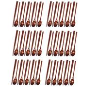 Lbvzxkad 6Conjunto Juego de Cucharas Y Palillos de Madera de Teca, Cucharas Antiadherentes Sopa-Cucharita para Utensilios de Cocina