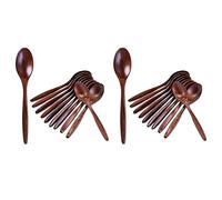 Lbvzxkad Cucharas de Madera, Juego de Cucharas de Sopa de Madera de 20 Piezas, Cucharas de Mesa de Madera Natural de Manejar para Comer, Mezclar, Cocinar - 7.3 Pulgadas
