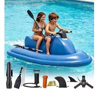 Lbxlhr Bote Hinchable para 2 Personas con Moto acuática, 9 velocidades + Marcha atrás, Motor de 500 W, 3-9 km/h, 40-130 Minutos, Moto acuática para la Playa y el Buceo con Tubo(10A)