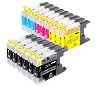 LC-1240XL LC-1280XL LC-1220XL Compatible con Brother LC1220 LC1240 LC1280 | Compatible con Brother DCP-J525W MFC-J5910DW MFC-J6910DW MFC-J625DW MFC-J825DW MFC-J835DW MFC-J430W MFC-J280W (paquete de 15)