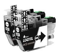 LC-421XLBK Cartucho de Tinta Negro Compatible para Brother LC-421 LC-421XL LC421 LC421XL para DCP-J1050DW MFC-J1010DW DCP-J1140DW DCP-J1800DW Impresora (Negro*2)
