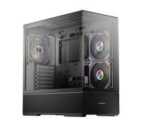 LC-Power ATX Gaming 812B Onyx Vision - Carcasa para ordenador de torre MIDI (soporte BTF, 3 ventiladores ARGB de 140 mm, USB-C 3.2, vidrio templado, BTF ATX M-ATX Mini-ITX, color negro)