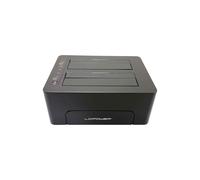 LC-Power LC-DOCK-C-V2 - Estación de acoplamiento USB-C 3.2 Gen 1 para 2 discos SATA 2,5"/3,5" HDD/SSD, clonación con botón