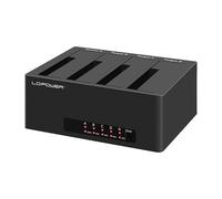 LC-Power LC-DOCK-U3-4B-V2 - Base de conexión USB 3.2 Dual/Quad SATA (4 bahías HDD/SSD, función de clonación con Solo Pulsar un botón, hasta 5 GB/s, Unidades SATA de 2,5" y 3,5")