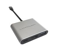 LC-Power LC-HUB-C-MULTI-4-V2 Hub USB-C | Puerto USB 3.0 | Puerto HDMI | USB-C Power Delivery | 5 Gbps Superspeed | Plug'n'Play