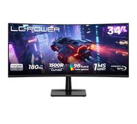 LC-Power LC-M34QC 34 Zoll Ultra WQHD Monitor Curvo para Juegos, Pantalla 3440x1440, 21:9, 1500R, 180Hz, 1ms MPRT, VA, HDR10, Adaptive Sync, Negro, 2xHDMI 2.0, 2xDP 1.4