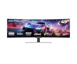LC-Power Monitor Gaming Curvo Ultrawide 49, Pantalla Ordenador(1500R, QLED-VA, 144Hz, DFHD 3840 x 1080, AMD FreeSync™ Premium, HDR 400, Colores Vibrantes) - LC-M49-DFHD-144-C-Q