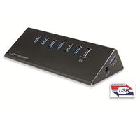 LC-HUB-ALU-2B-7 - Concentrador USB 3.0, 6+1 puertos, negro, incl. fuente de alimen