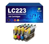 LC223 Paquete Combinado De Cartuchos De Tinta Compatibles con Impresoras para Brother DCP-J4120DW MFC-J4420DW J4620DW J4625DW J5320DW J5620DW J5625DW Y J5720DW,4 Colors-1 Set
