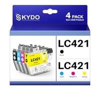 LC421 Compatible para Brother LC421 LC-421 LC421VAL Cartuchos de Tinta Reemplazo para Brother DCP-J1050DW MFC-J1010DW DCP-J1140DW Impresora (4 Paquetes, Negro Cian Magenta Amarillo)