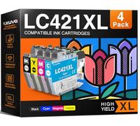 LC421XL Cartucho de Tinta Compatible con Brother LC421 421XL LC-421XL LC-421VAL para DCP-J1050DW MFC-J1010DW DCP-J1140DW (4 Pack)