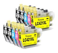LC421XL LC-421XLVAL Cartuchos de tinta Value Pack Compatible con Brother LC421 LC421XL LC-421XL LC-421XLVAL LC421XLVAL para Brother DCP-J1050DW MFC-J1010DW DCP-J1140DW (4 negros, 2 cian, 2, amarillo