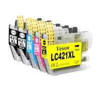 LC421XL LC-421XLVAL Cartuchos de tinta Value Pack Compatible con Brother LC421 LC421XL LC-421XL LC-421XLVAL LC421XLVAL para Brother DCP-J1050DW MFC-J1010DW DCP-J1140DW (2 negros, 1 cian, 1 amarillo, 1