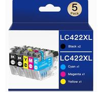 LC422XL LC-422XLVAL Cartuchos de impresora compatibles con Brother LC-422XL LC422 (negro x 2, cian x 1, magenta x 1, amarillo x 1)