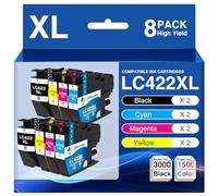 LC422XL LC422 XL Cartucho de Tinta para MFC-J5340DW MFC-J5345DW, 8 Pack