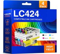 LC424 Cartucho de Tinta Compatible con Brother LC424 LC-424 LC-424VAL para Brother DCP-J1200W DCP-J1200WE (Negro, Cian, Magenta, Amarillo)