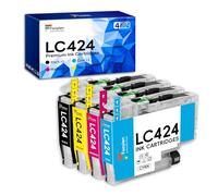 LC424 Cartuchos de Tinta compatibles con Brother LC-424 LC-424VAL LC424VAL Multipack para Impresora DCP-J1200W DCP-J1200WE DCP-J1200, Paquete de 4 (Negro, Cian, Magenta, Amarillo)