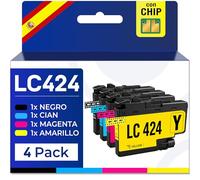 LC424 Cartuchos de Tinta para Brother DCP-J1200W reemplaza Brother LC 424 (4 Cartuchos con Chip)