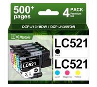 LC521 Cartuchos 521XL Compatible para Brother LC521 Cartucho LC521XL | Compatible con Brother DCP-J1310DW DCP-J1360DW DCP-J1460DW DCP-J1313DW DCP-J1260W (LC521BK, LC521C, LC521M, LC521Y
