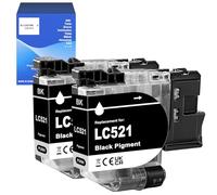 LC521 LC521BK Ink Cartridges 2 Black Compatible for Brother DCPJ1260W DCPJ1310DW DCPJ1313DW DCPJ1360DW DCPJ1460DW Printer LC521BK (Black*2)