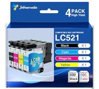 LC521 LC521VAL Cartucho de Tinta Compatible para Brother LC 521 Multipack | LC521 VAL Cartucho Compatible para Brother DCP-J1310DW DCP-J1360DW DCP-J1460DW DCP-J1313DW DCP-J1260W, Paquete de 4