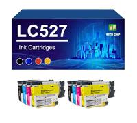 LC527 Cartuchos De Tinta Compatibles con Impresoras para Brother MFC-J4350DW J4550DW, 1300/ 900 Páginas,LC527-2 Set