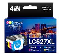 LC527XL Cartuchos de tinta de repuesto para Brother LC527 LC527XL LC-527VAL cartuchos de tinta compatibles con Brother MFC-J4350DW MFC-J4550DW, LC527BK/LC527C/LC527M/LC527Y Multipack (con chip, 4