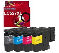 LC527XL Pack 4 Cartuchos de Tinta pigmentada Multicolor Compatible con Brother LC527XLBK LC527XLC LC527XLM LC527XLY