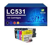 LC531 Cartuchos De Tinta Compatibles para Impresoras para Brother DCP-J1260W 1310DW J1360DW, 250/ 200 Páginas,LC531-1 Set