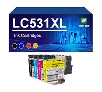LC531XL Cartuchos De Tinta Compatibles para Impresoras para Brother DCP-J1260W 1310DW DCP-J1360DW De Hermano, Alto Rendimiento 500 Páginas,LC531XL-1 Set