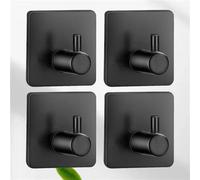 LCANALLYMS Ganchos de Pared, Gancho for Abrigos, Ganchos for baño, 4 Piezas, autoadhesivos de Acero Inoxidable, Adhesivos Negros for Toallas, Pared Resistentes, Negro e(Black a)