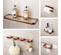 LCANALLYMS Ganchos de Pared, Perchero Ganchos for baño Accesorios de Oro Rosa Escobilla latón Macizo Soporte for Papel Jabonera Estante for Toallas Kit Combinado Montaje en Pared, Juego 01(Set 01)