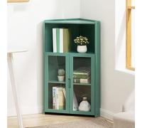 LCBDYLR Gabinete de Esquina, gabinete de Almacenamiento de Esquina Independiente con Puertas y estantes, Vitrina de Esquina para Sala de Estar, Dormitorio, Cocina Green 3-Tier