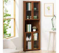 LCBDYLR Gabinete de Esquina, gabinete de Almacenamiento de Esquina Independiente con Puertas y estantes, Vitrina de Esquina para Sala de Estar, Dormitorio, Cocina Brown 5-Tier