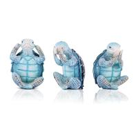 LCCCK 3 figuras de tortuga marina sabia, decoración pacífica de meditación, yoga, no ver el mal, escuchar, no malvado, hablar, no malvado, arte de tortugas, decoración costera para el hogar y el baño
