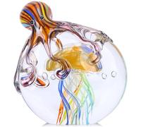 LCCCK Estatua de medusa de pulpo de cristal, decoración del hogar, decoración de vidrio soplado a mano, figuras oceánicas, escultura de pulpo, arte de vidrio, escritorio, pisapapeles, pecera, acuario,