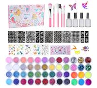 LCDGTJ Kit de Tatuajes Purpurina Temporales Niños y Niñas, 48 Colores Brillantes, 209 Plantillas, 5 Pinceles, 4 Pegamentos, Pegatinas Strass, Excelente Regalo para Cumpleaños, Fiestas y Carnavales
