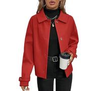 LCDIUDIU Abrigo Corto Lana para Mujer, Estilo Marinero, con Solapa Muesca, Cierre Botones, Gabardina Corta Lana, Abrigos Invierno para Otoño Y Invierno Bolsillos.