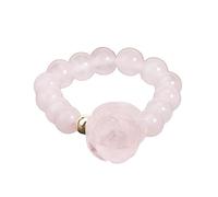 LCDIUDIU Anillo Apilable Elástico Con Cuentas De Piedra Natural De 5 Mm, Obsidiana Negra Reiki, Flores De Rosa, Cuentas Redondas, Gema Energética, Banda para El Pulgar, Joyería, Regalo para Novia