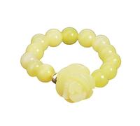 LCDIUDIU Anillo Apilable Elástico Con Cuentas De Piedra Natural De 5 Mm, Obsidiana Negra Reiki, Flores De Rosa, Cuentas Redondas, Gema Energética, Banda para El Pulgar, Joyería, Regalo para Novia