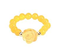LCDIUDIU Anillo Apilable Elástico Con Cuentas De Piedra Natural De 5 Mm, Obsidiana Negra Reiki, Flores De Rosa, Cuentas Redondas, Gema Energética, Banda para El Pulgar, Regalo De Joyería para Nov