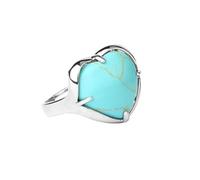 LCDIUDIU Anillo De Piedra En Forma De Corazón, Engaste De Plata, Obsidiana Negra, Anillos De Piedras Preciosas, Abierto, Ajustable, para Dedo, Banda para El Pulgar, Joyería, Regalo para Su Novia,