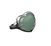 LCDIUDIU Anillo De Piedra En Forma De Corazón, Engaste De Plata, Obsidiana Negra, Anillos De Piedras Preciosas, Abierto, Ajustable, para Dedo, Banda para El Pulgar, Joyería, Regalo para Su Novia,