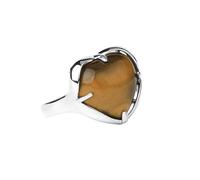 LCDIUDIU Anillo De Piedra En Forma De Corazón, Plata, Engaste, Obsidiana Negra, Anillos De Piedras Preciosas, Abierto, Ajustable, para Dedo, Banda para El Pulgar, Joyería, Regalo para Su Novia, Es