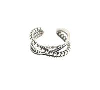 LCDIUDIU Anillos Abiertos Ajustables De Plata De Ley 925 Para Mujer, Vintage Con Cuentas Cruzadas Desgastadas, Para Dedo, Pulgar, Joyería, Regalo Para Novia, Esposa, Mamá, Cumpleaños, Festival